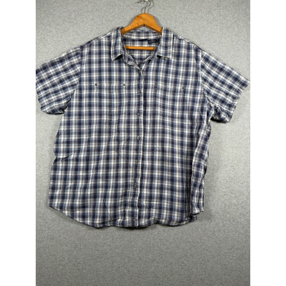 Route 66 Women's 24W Blue Plaid Short Sleeve Button Front Shirt 0729